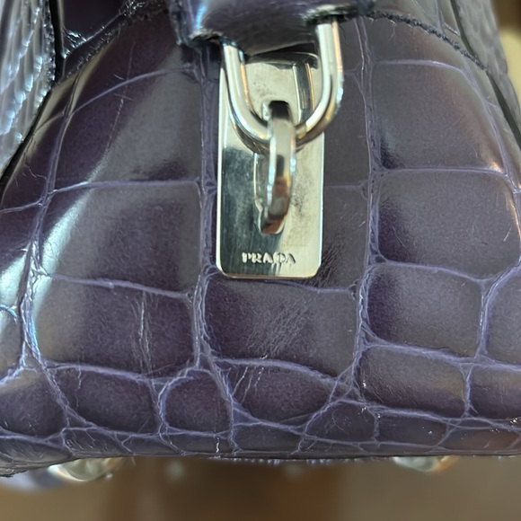 Prada St. Cocco Lucido Crocc Embossed Bauletto Bag with COA - Picture 9 of 17
